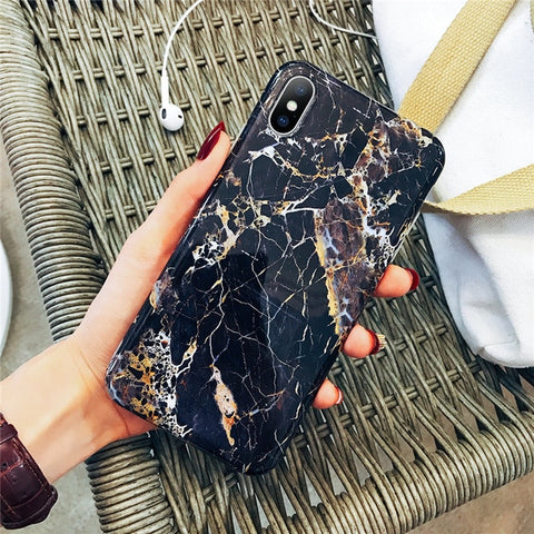 Moskado Phone Case For iPhone 6 6s 7 8 Plus Luxury Glossy Granite Stone Marble Texture Cover For iPhone 11 Pro X XS Max XR Shell