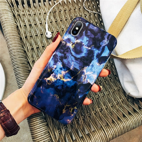 Moskado Phone Case For iPhone 6 6s 7 8 Plus Luxury Glossy Granite Stone Marble Texture Cover For iPhone 11 Pro X XS Max XR Shell