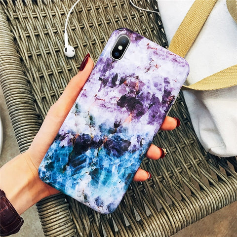 Moskado Phone Case For iPhone 6 6s 7 8 Plus Luxury Glossy Granite Stone Marble Texture Cover For iPhone 11 Pro X XS Max XR Shell
