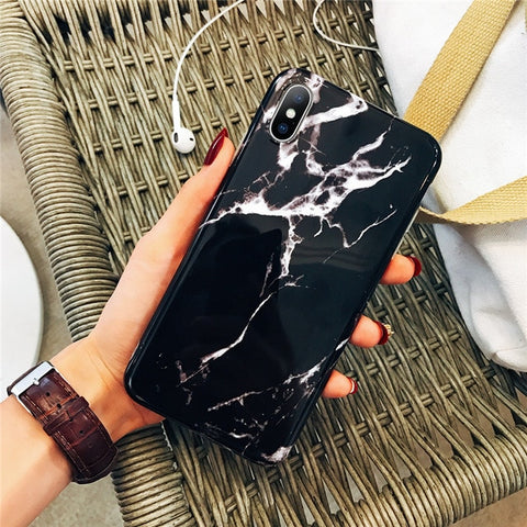 Moskado Phone Case For iPhone 6 6s 7 8 Plus Luxury Glossy Granite Stone Marble Texture Cover For iPhone 11 Pro X XS Max XR Shell