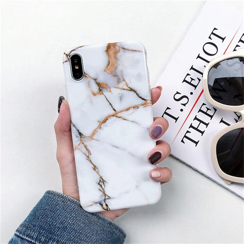 Moskado Phone Case For iPhone 6 6s 7 8 Plus Luxury Glossy Granite Stone Marble Texture Cover For iPhone 11 Pro X XS Max XR Shell
