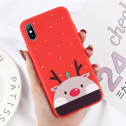 Lovebay Christmas Phone Cases For iPhone 7 XR 11 Pro Elk Santa Claus Flowers For iPhone 6 6s 8 Plus X XS Max Soft TPU Back Cover