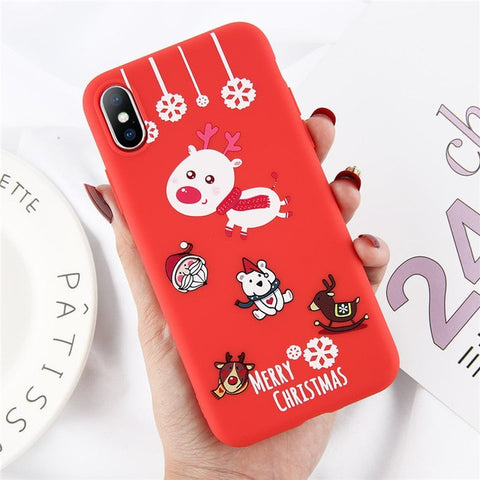 Lovebay Christmas Phone Cases For iPhone 7 XR 11 Pro Elk Santa Claus Flowers For iPhone 6 6s 8 Plus X XS Max Soft TPU Back Cover