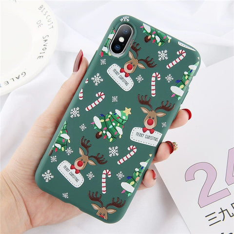 Lovebay Christmas Phone Cases For iPhone 7 XR 11 Pro Elk Santa Claus Flowers For iPhone 6 6s 8 Plus X XS Max Soft TPU Back Cover