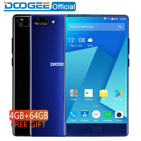 DOOGEE MIX 4GB+64GB bezel-less Smartphone Dual Camera 5.5'' AMOLED MTK Helio P25 Octa Core mobile phones