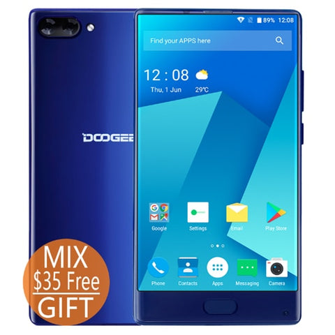 DOOGEE MIX 4GB+64GB bezel-less Smartphone Dual Camera 5.5'' AMOLED MTK Helio P25 Octa Core mobile phones