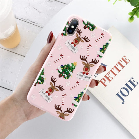 Lovebay Christmas Phone Cases For iPhone 7 XR 11 Pro Elk Santa Claus Flowers For iPhone 6 6s 8 Plus X XS Max Soft TPU Back Cover