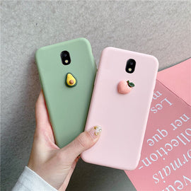 Cute Cover For Samsung galaxy J7 J8 J6 J5 J3 J4 J2 Pro Prime Core 2015 2016 2017 2018 Case 3D Fruit Peach Grape Silicone Cases