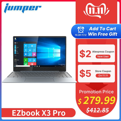 NEW Jumper EZbook X3 PRO notebook IPS display thin Metal body Laptop Inter Gemini Lake N4100 8GB LPDDR4 180GB SSD 2.4G/5G WiFi